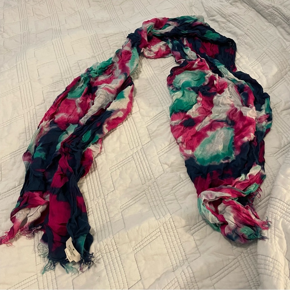 Kate Spad Floral Watercolor Scarf in Pink, Teal & Navy